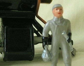 Track Worker with Lantern & Wrench, collectible figurine, O scale model train layout, hand-painted reproduction of vintage toy figure
