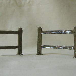 Pair of rustic fence sections, model train layout or dollhouse display, Reproduction Johillco, hand-painted reproduction of antique toy