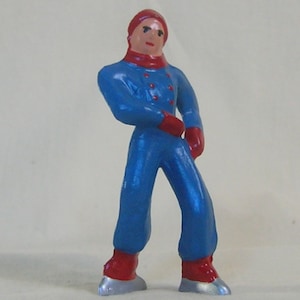 Male Figure Skater ice skating, hand-painted vintage reproduction, Christmas Village, holiday decor, train layout