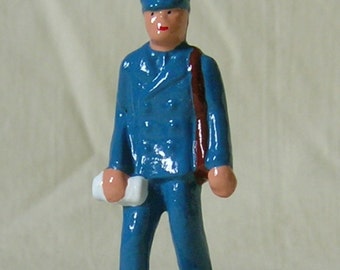 Mailman / Postman Delivering Letters, G scale/Standard Gauge model train layout, hand-painted reproduction of vintage toy figure