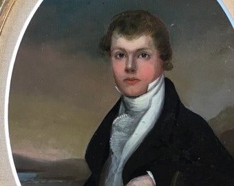 Antique diminutive oval portrait of a young man, William P. Codman, Boston 1822