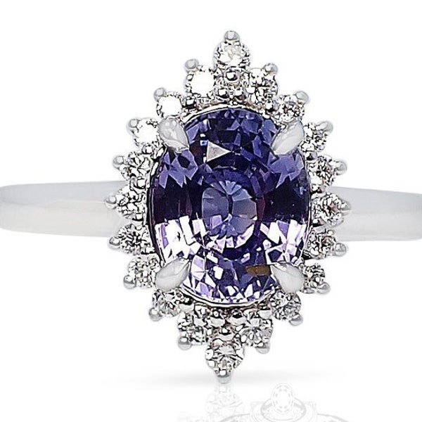 1.81 ct Color Change Sapphire Ring, Unheated GIA Certified Platinum 950
