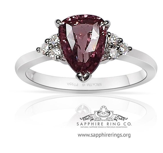 1.50 ct Untreated Pink Ceylon Sapphire Platinum Ring-Pear cut GIA  certified