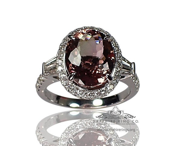Natural Tourmaline & Custom Ring-Orange-Pink 4.05 ct sapphire-GIA Certified 18kt