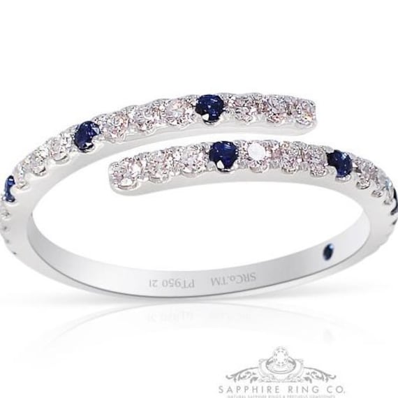 Platinum Sapphire & Diamond Band, 0.44 cts Certified Custom-Made