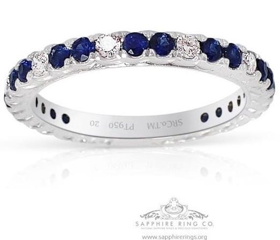Vintage Platinum Sapphire Wedding Band 0.80 cts