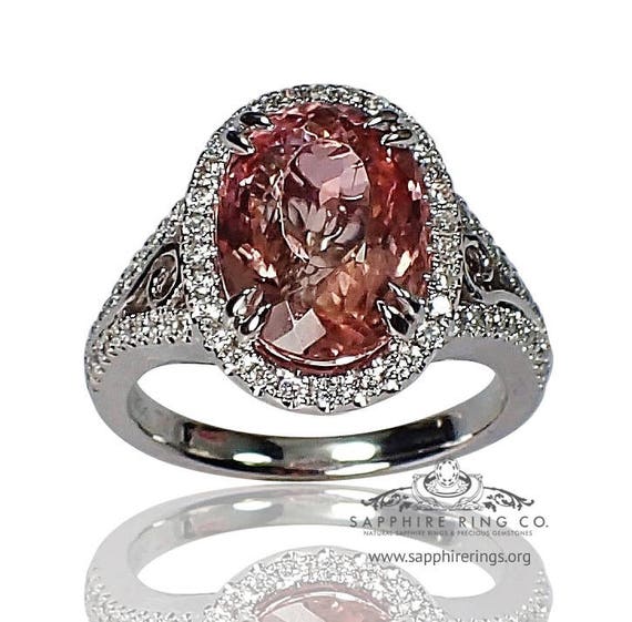 Pink-Orangy Tourmaline Ring-GIA Certified-4.54 ct Natural Oval Cut