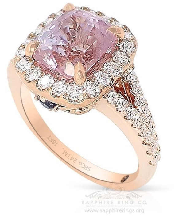 4.05 ct Unheated Pink Sapphire Ring, GIA Origin Certified 18kt Rose Gold