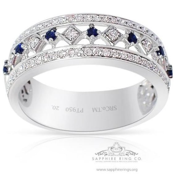 Vintage Platinum Sapphire Wedding Band 0.65 cts - New Custom Made