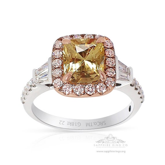 2.28 ct Unheated Yellow Sapphire Ring, 18kt GIA Certified