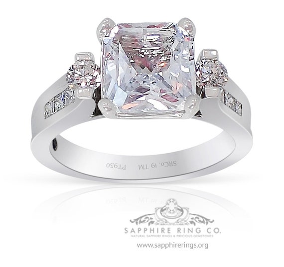 2.56 ct Untreated Platinum White Sapphire & Diamond Ring GIA Certified