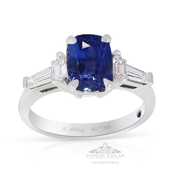 2.05 ct Natural Blue Sapphire Ring, Platinum 950 GIA Certified