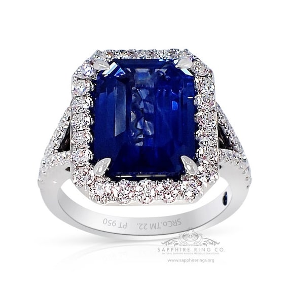 5.02 ct Emerald Cut Natural Sapphire Ring, Platinum 950 GIA Origin Certified