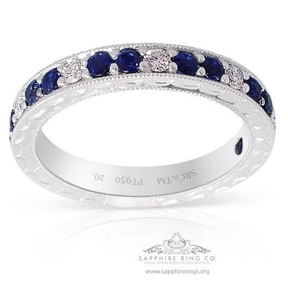 0.90 cts Custom-Made Platinum Sapphire Wedding Band
