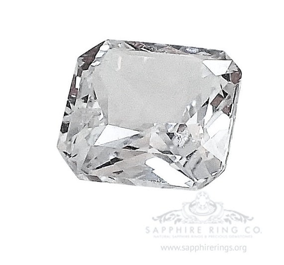 2.56 ct No Heat White Asscher Cut Sapphire GIA Certified