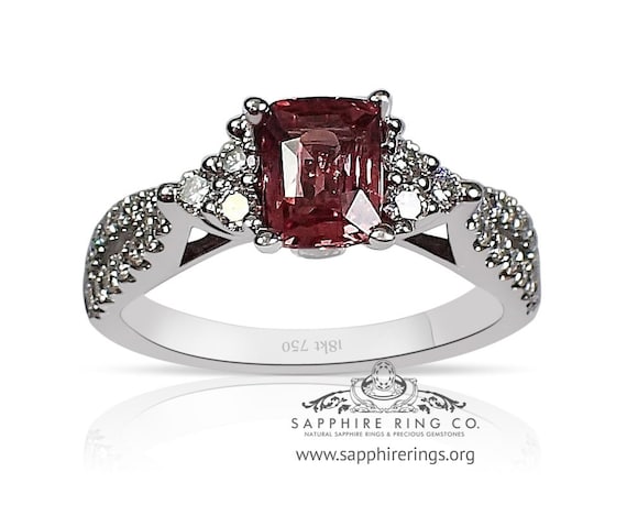 1.10 ct Pink Ceylon sapphire 18kt white gold ring-Certified sapphire Engagement ring