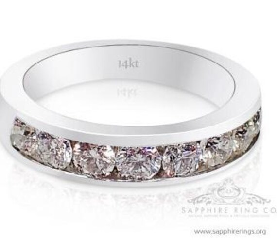 14KT White Gold 1 tcw Natural Diamond Wedding Band-Certified at wholesale price