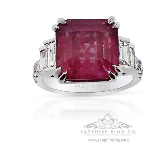 Pink sapphire and Diamond Platinum Ring-8.06 ct Untreated