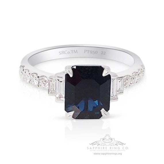 Unheated Natural Blue Sapphire Ring, 2.55 ct Platinum 950 GIA Certified