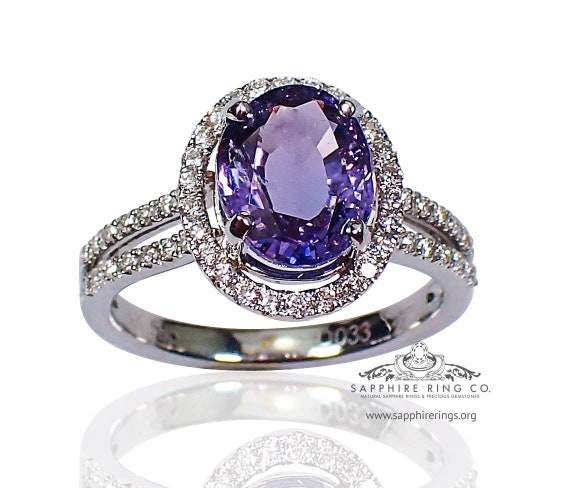 Purple-Violet Sapphire and Diamond Ring-2.75 ct Ceylon Sapphire ring