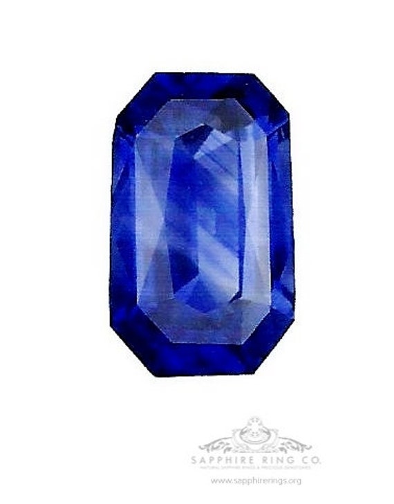 6.82 ct Royal Blue Emerald Cut Sapphire - GIA Origin Report