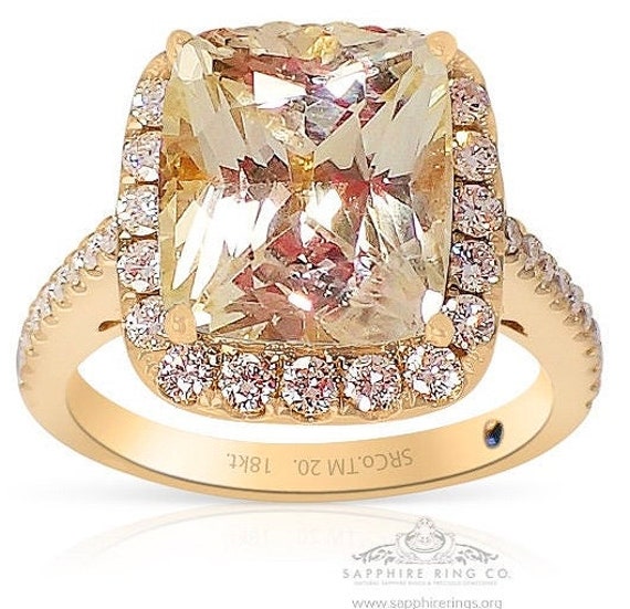 6.12 ct Unheated Yellow Sapphire Ring, 18kt Yellow Gold GIA Origin Certified Ceylon Sapphire
