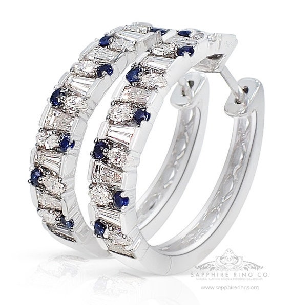 Platinum Sapphire & Diamond Earrings, 2.47 tcw - Custom Made