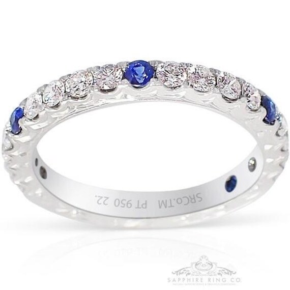 Platinum Sapphire Wedding Band, 0.88 cts Custom Made