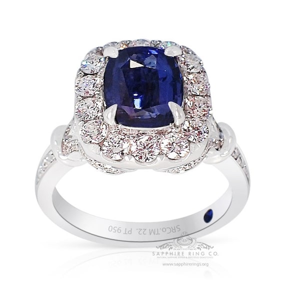 2.03 ct Unheated Platinum Sapphire Ring, GIA Certified & 1.01 cts Diamonds