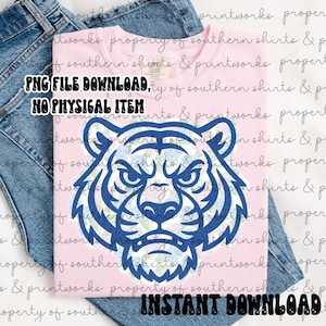 Floral Grandmillennial Tiger Mascot Digital Download | PNG File