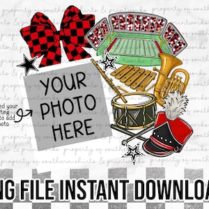 Red & Black Band Photo Frame Digital Download | PNG File