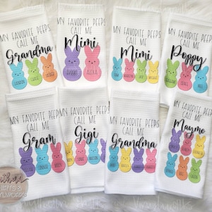 Personalized My Favorite Peeps Mom/Grandma Waffle Weave Hand/Tea Towel