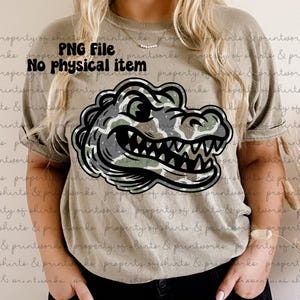 Camo Gator Mascot Digital Download | PNG File