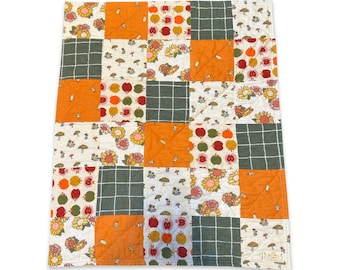 Patchwork quilt Modern Fall Flannel Baby Quilt - ready to ship