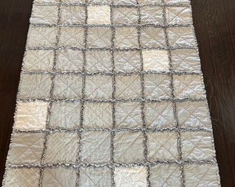 Shades of Grey Throw Size Rag Quilt — Ready to Ship