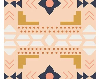 Desert Blanket Arizona by Art Gallery - Yardage - Southwest - Aztec - Tribal - Navy - Peach - Arrows