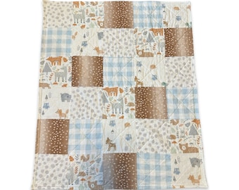 Patchwork quilt Woodland Animals - modern prints - ready to ship