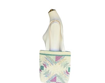Vintage Quilt Tote Bag | Small Patchwork Tote Purse | Upcycled Quilt Bag | Handmade Everyday Bag | Cottagecore Shoulder Tote