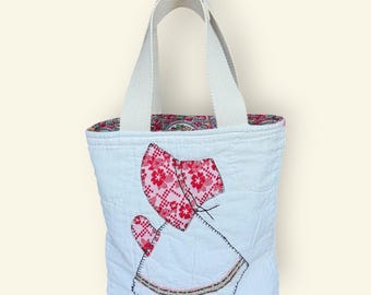 Vintage Sunbonnet Sue Toddler Tote Bag | Handmade Child’s Quilt Bag | Little Girl Purse | Vintage Quilt Tote | Kids Market Bag | Cottagecore
