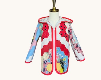 Girls Vintage Quilt Jacket Size 4/5 | Handmade Children’s Quilt Coat | Hooded Patchwork Jacket | Cottagecore Kids Coat | Heirloom Clothing