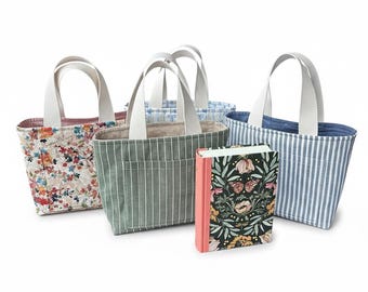 Canvas Bible & Book Tote| Handmade Book Bag with Pocket | Bible Carrying Case | Small Fabric Tote for Books and Journals