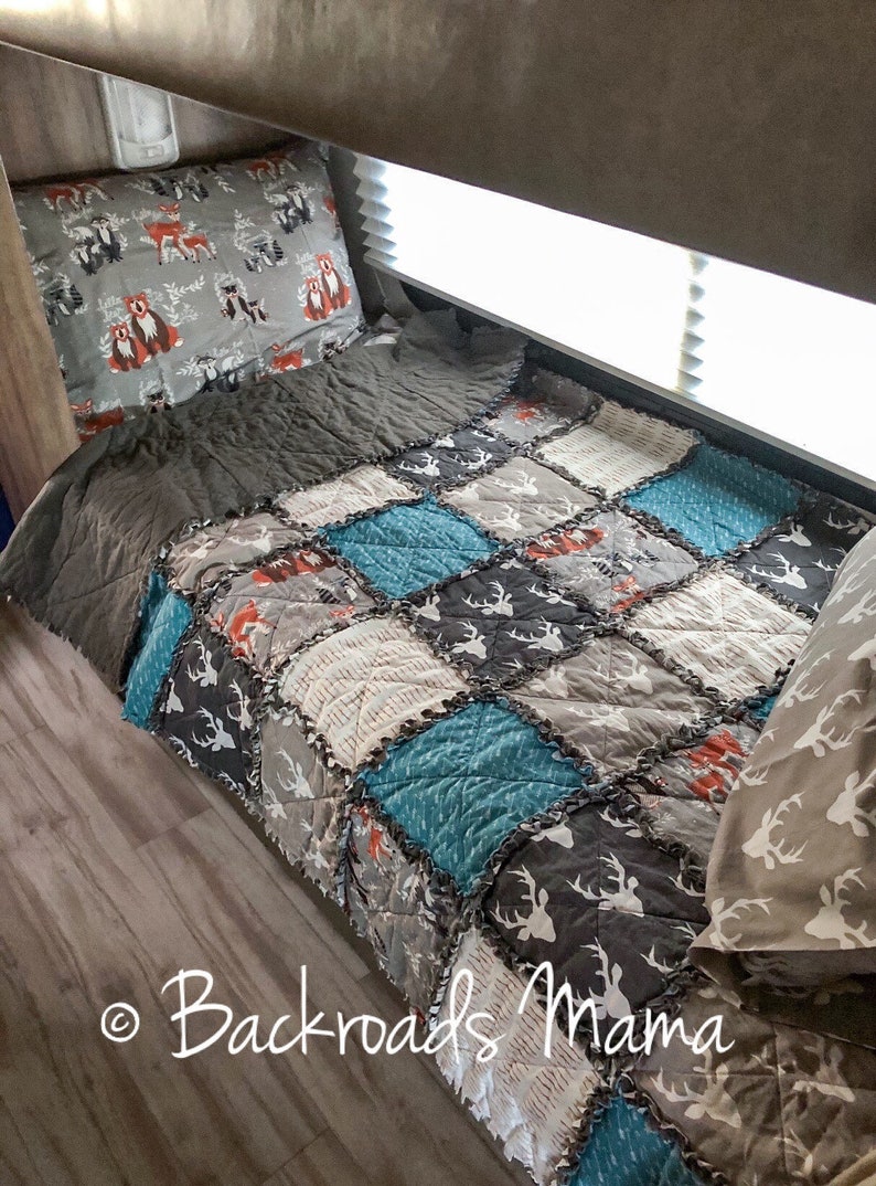 RV Bunk House Quilt Custom Made Bunk Bedding Rag Quilt Etsy