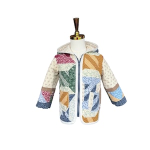 Little Girls Quilt Coat Size 2/4T | Handmade Vintage Quilt Jacket with Hood | Patchwork Toddler Coat | One of a Kind Kids Jacket | Heirloom