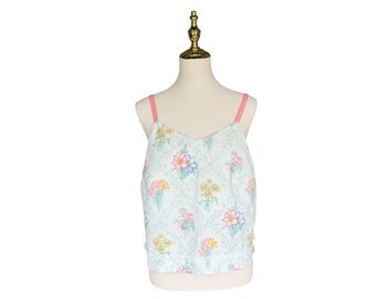 Handmade Cropped Floral Tank Top | Cottagecore Cami | Vintage Inspired Crop Tank | One of a Kind Summer Top | Women’s Large XL