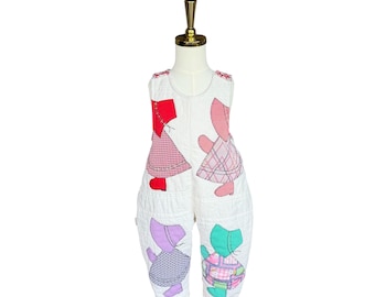 Vintage Quilt Bubble Overalls for Toddler | Sunbonnet Sue Quilt Romper | Handmade Toddler Overalls | Cottagecore Kids Outfit | Size 2T 3T
