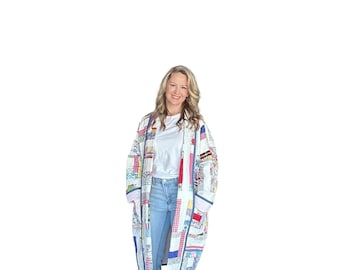 Vintage Quilt Coat Large/XL – Handmade Patchwork Quilt Jacket – Cottagecore Quilted Coat – Upcycled Vintage Quilt Jacket –Boho Folk Art Coat