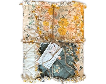 Ready to ship rustic boho stroller size baby girls rag style quilt