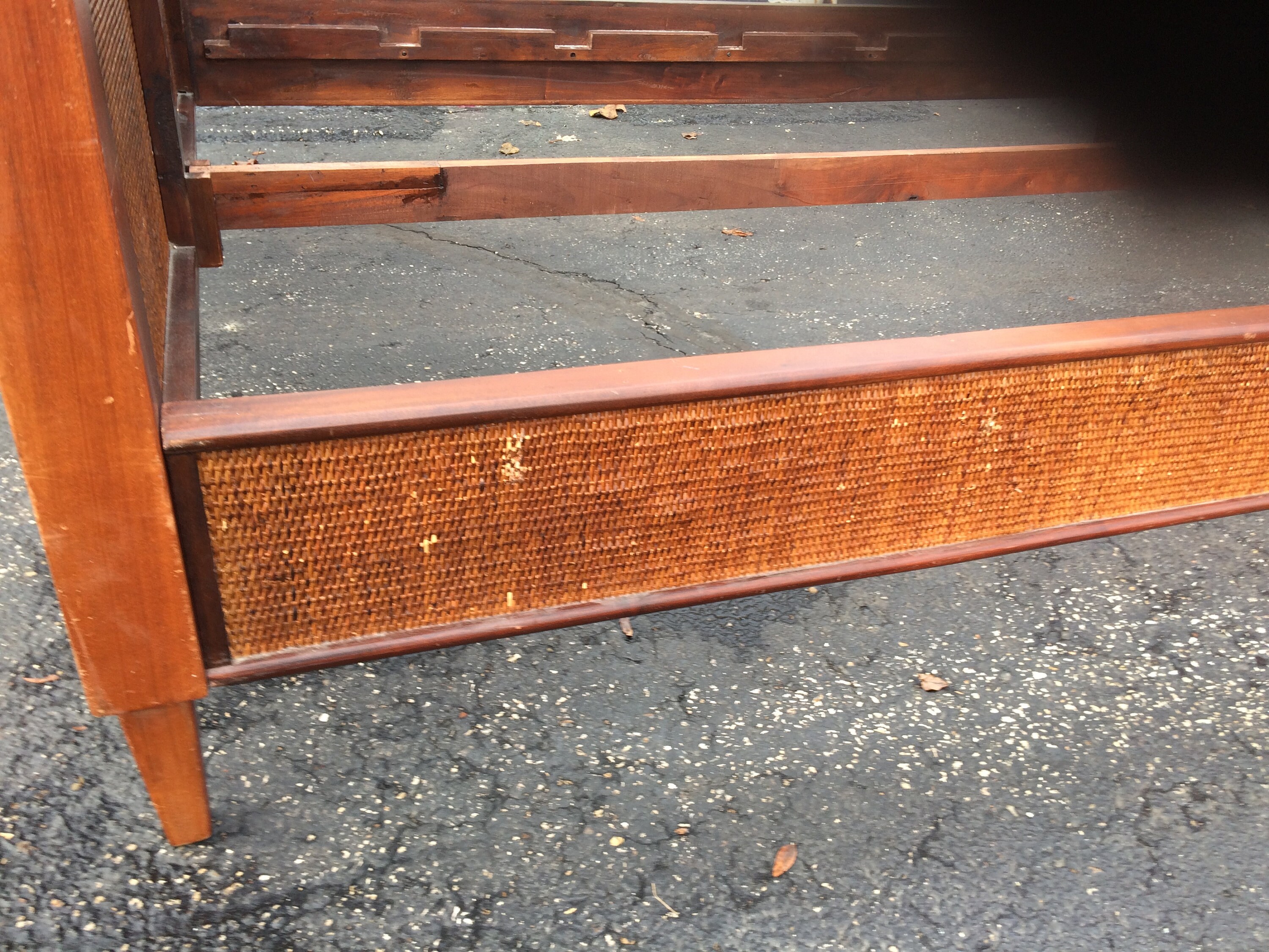 Vintage Mid Century Modern Full Size cane Bed Frame Etsy