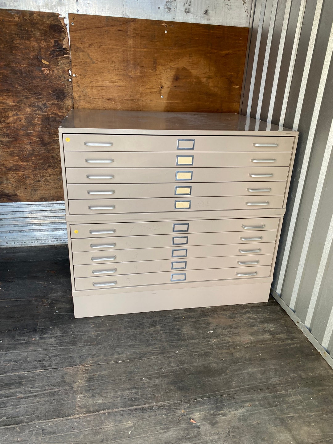 Vintage 10 Drawer Flat File Blueprint With Base Etsy