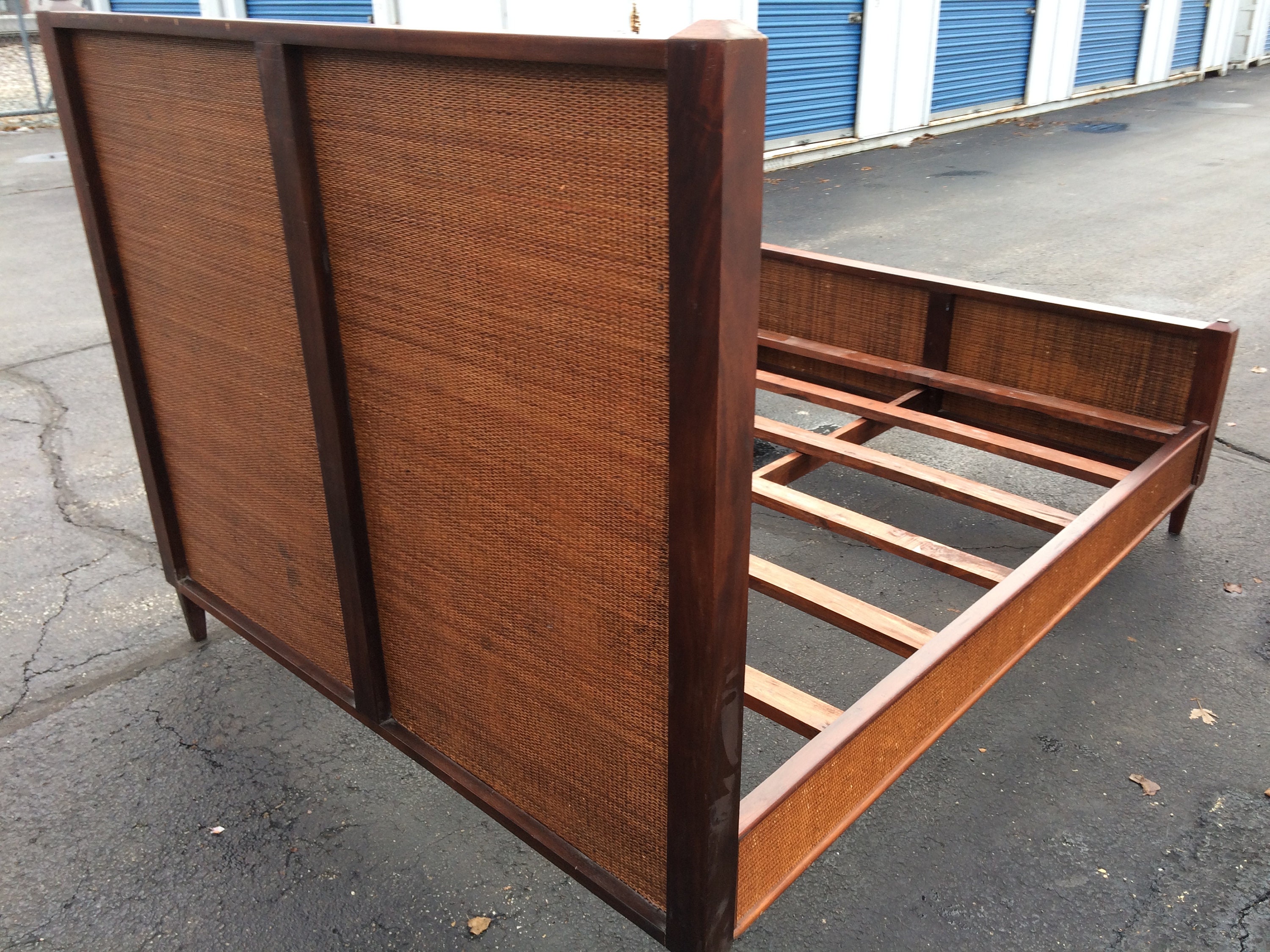 Vintage Mid Century Modern Full Size cane Bed Frame Etsy